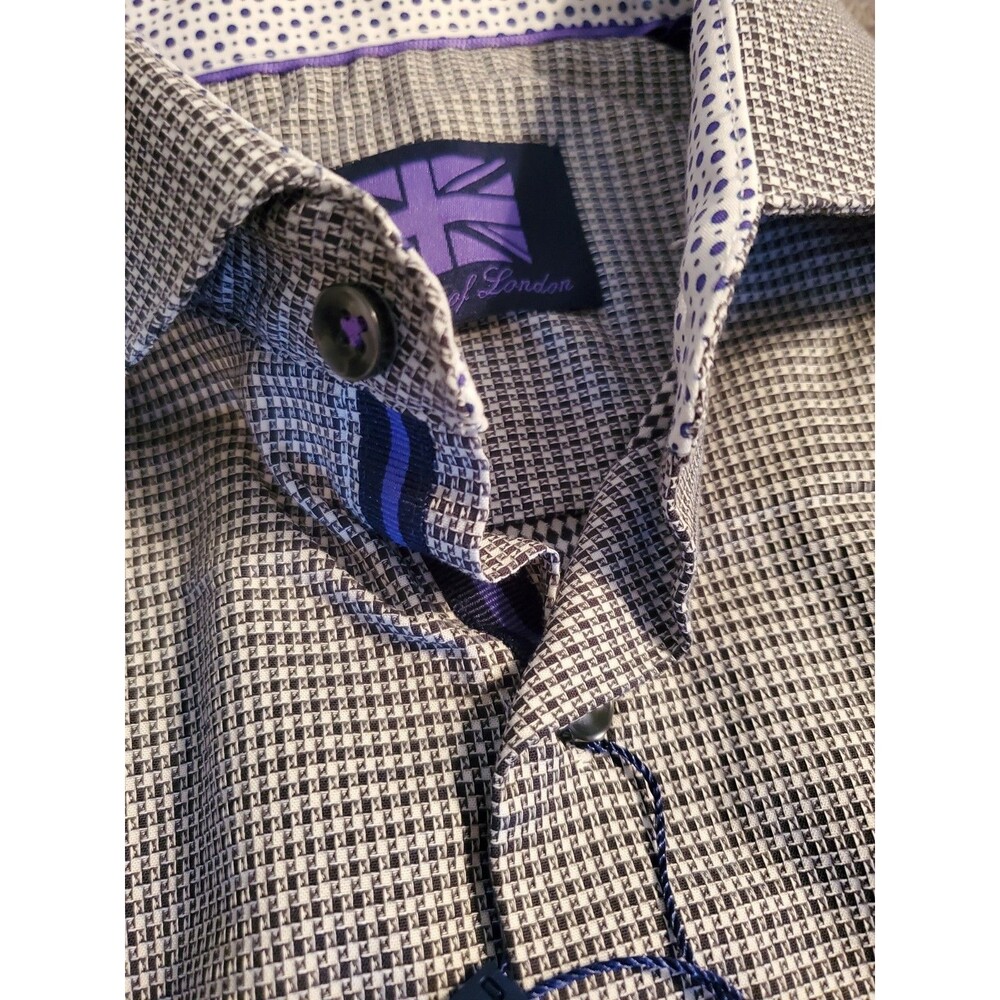 Michelsons of London Wrinkle Free Stretch Gingham Dress Shirt S 14-14.5 32/33 - Picture 8 of 16